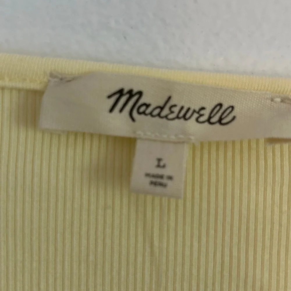 Madewell Womens The 9-9 Tee LuxeRib Ribbed Yellow Jersey Slim Top L Large New